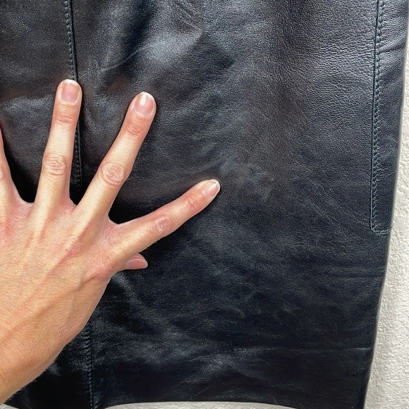 New Hugo Boss Semita Leather Belted Skirt Black A Line Utility Pockets Sz 0 - Picture 15 of 15